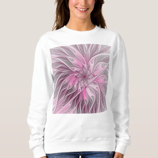 Sweatshirt Rêve de fleur rose fractal, Motif d'Imaginaire flo (Devant)