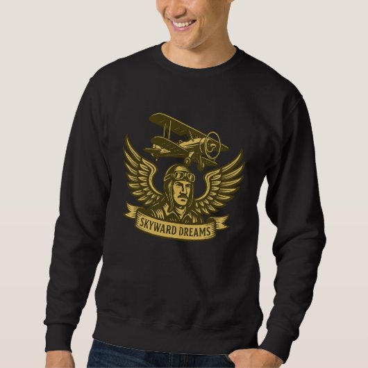 Sweatshirt Rêves Skyward - Emblème Biplane Vintage (Devant)