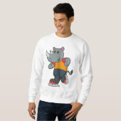 Sweatshirt Rhino at Ice skating with Ice skates (Devant entier)