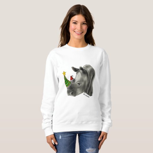 Sweatshirt rhino blanc de vacances (Devant entier)