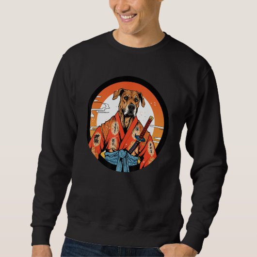 Sweatshirt Rhodesian Ridgeback Samurai Funny Chien Guerrier (Devant)