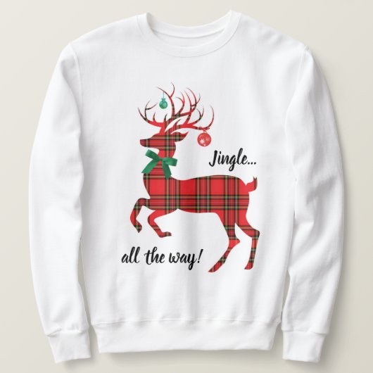 Sweatshirt Rindeer rouge plaid (Jingle tout le chemin!) (Design devant)