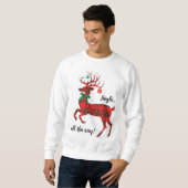 Sweatshirt Rindeer rouge plaid (Jingle tout le chemin!) (Devant entier)