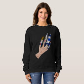 Sweatshirt Rip À Main Avec Drapeau Uruguay (Devant entier)