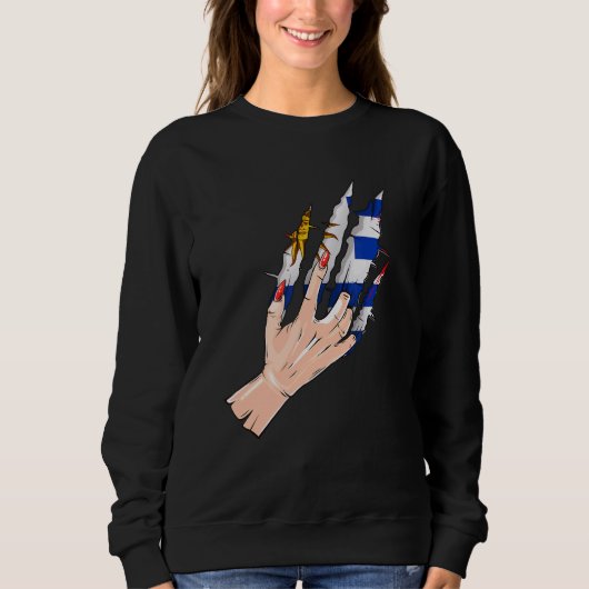 Sweatshirt Rip À Main Avec Drapeau Uruguay (Devant)