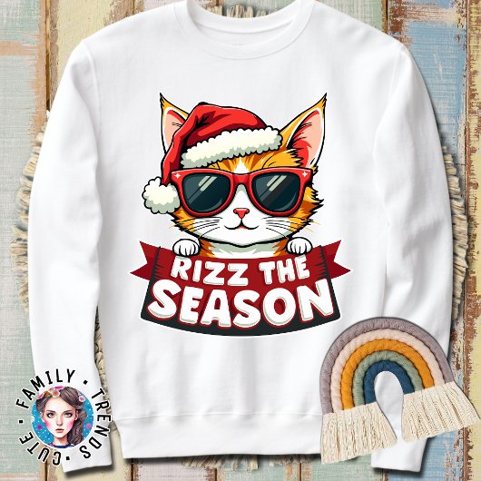 Sweatshirt Rizz La Saison Drôle Noël Rizzmas Chat Père Noël