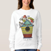Sweatshirt Robins Aux Bleuets Et À La Maison D'Oiseaux (Devant)