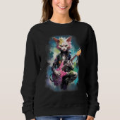 Sweatshirt Rock Guitar Devon Rex Cat Guitarist (Devant)