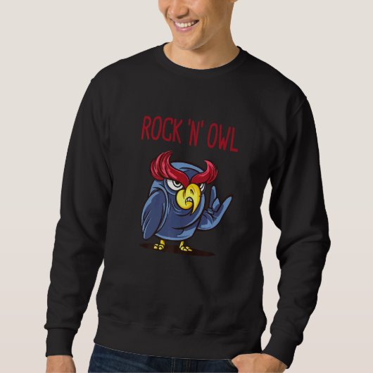 Sweatshirt Rock N Owl Devil Horns Rock and Roll Heavy Met (Devant)