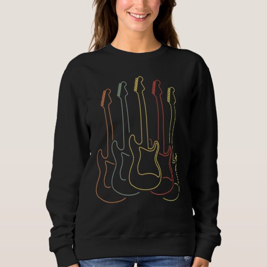 Sweatshirt Rock N Roll Guitare Rétro Multicolor (Devant)