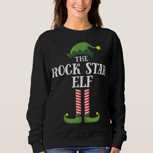 Sweatshirt Rock Star Elf Correspondant Famille de Noël (Devant)