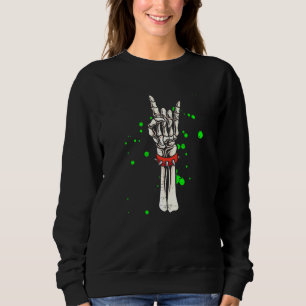 Sweatshirt Rocker Skeleton Rocher À La Main Sur Costume Hallo