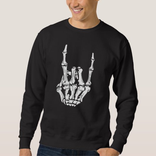 Sweatshirt Rocker Trendy Skeleton Hand Rock Sur Hallowee Amus (Devant)