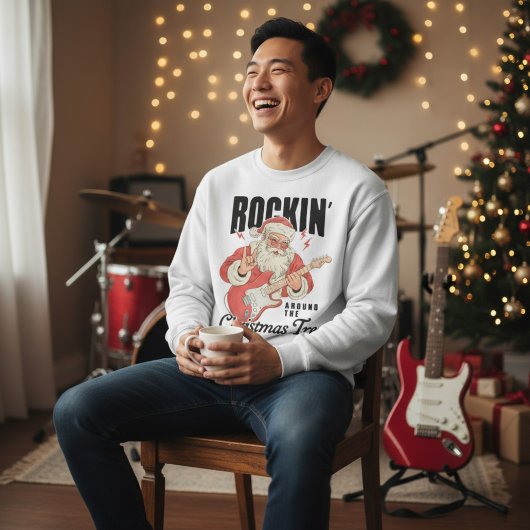 Sweatshirt Rockin' Around The Christmas Tree Rock Music Santa