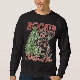 Sweatshirt Rockin' Autour De L'Arbre De Noël Cowboy Père Noël