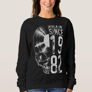 Sweatshirt Rockin' depuis 1982 Vintage Vinyl Record Gothic Sk