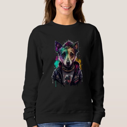Sweatshirt Rockstar portrait Jack Russell Terrier (Devant)