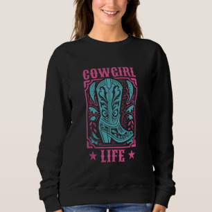 Sweatshirt Rodéo Pays Western Horse Lover Cowboy Boots Vache
