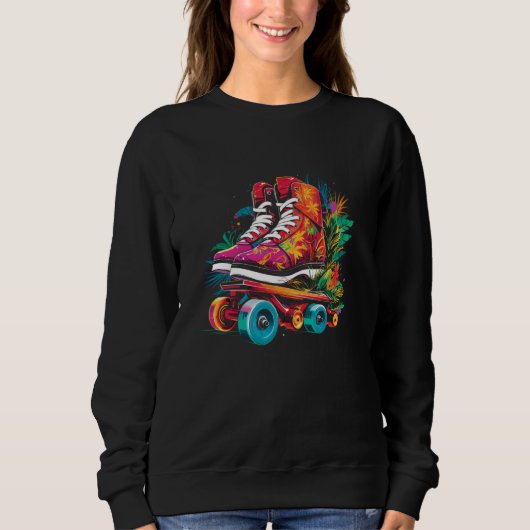 Sweatshirt Roller Skates Cartoon Style Indoor Sport (Devant)