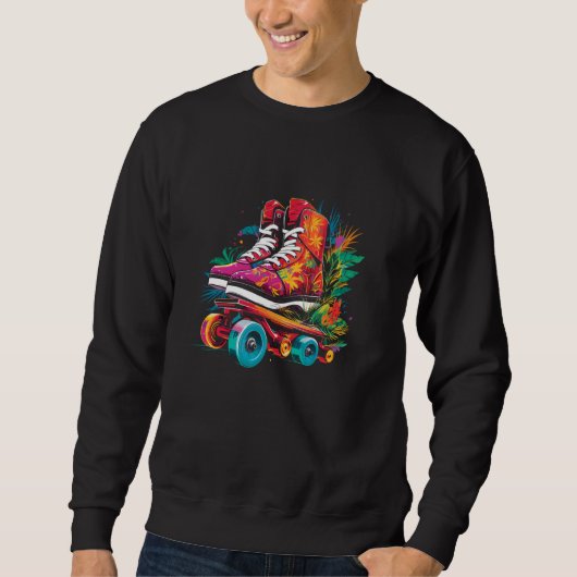 Sweatshirt Roller Skates Cartoon Style Indoor Sport (Devant)