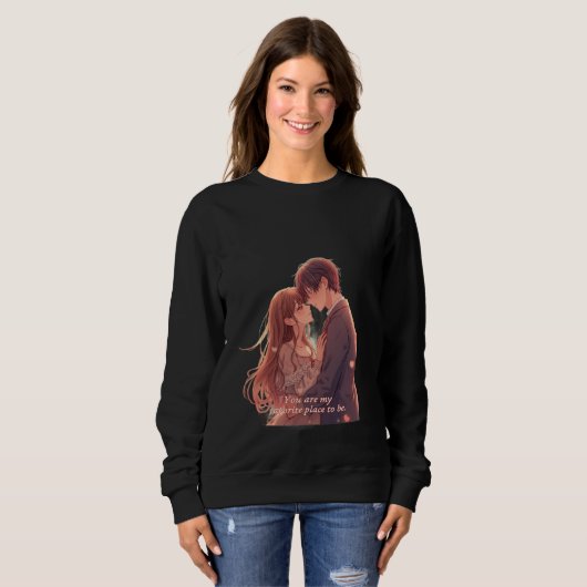 Sweatshirt Romantic Anime Couple - Valentine's Day Aesthetic (Devant entier)
