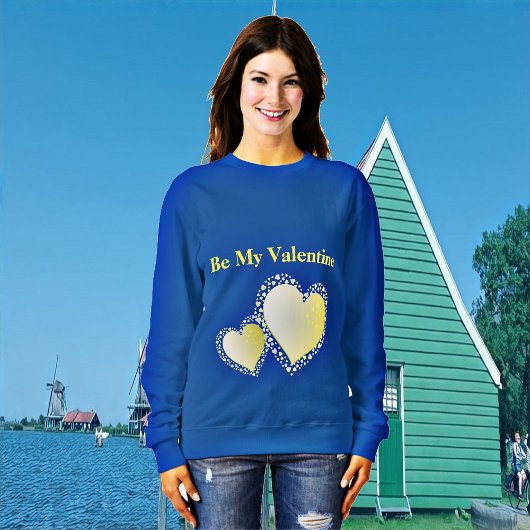 Sweatshirt Romantique Creamy Sweeping Heart Be My Valentine