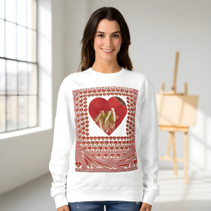 Sweatshirt Romantique Rouge Fleur Coeur Design 4 Moments spéc