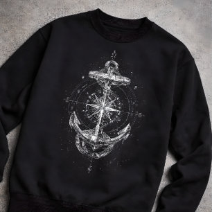 Sweatshirt Rose des vents d'ancre nautique vintage marine