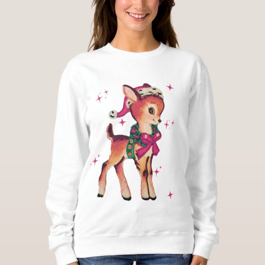 Sweatshirt ROSE NOEL mignon Rétro Reindeer Fête Étincelle Noë (Devant)