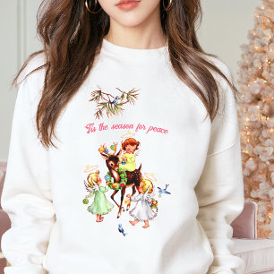 Sweatshirt ROSE NOEL Vintage Xmas Reindeer Angel Texte person
