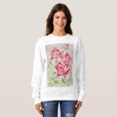 Sweatshirt Rose rouge Fleurs d'aquarelle Floral Peinture Rose (Devant entier)