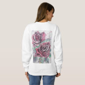Sweatshirt Rose rouge Fleurs d'aquarelle peinture florale (Dos entier)