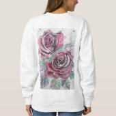Sweatshirt Rose rouge Fleurs d'aquarelle peinture florale (Dos)