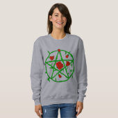 Sweatshirt rose rouge pentagram goth gothique wiccan (Devant entier)