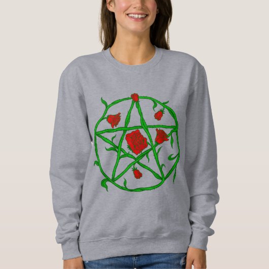 Sweatshirt rose rouge pentagram goth gothique wiccan (Devant)