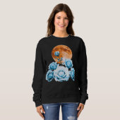 Sweatshirt Roses de glace bleues et lune de sang orange Graph (Devant entier)