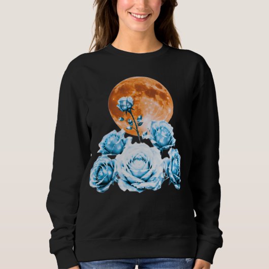 Sweatshirt Roses de glace bleues et lune de sang orange Graph (Devant)