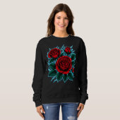 Sweatshirt Roses Électriques | Rose Rouge et Graphisme d'Écla (Devant entier)