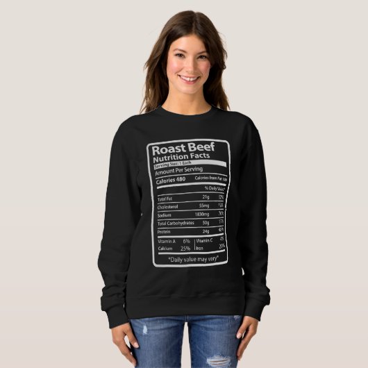 Sweatshirt Rôti de boeuf valeur nutritive pour Thanksgiving C (Devant entier)