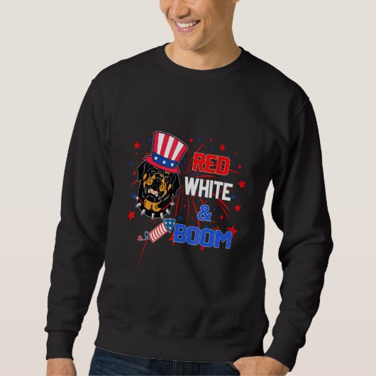 Sweatshirt Rottweiler 4 juillet rouge blanc (Devant)
