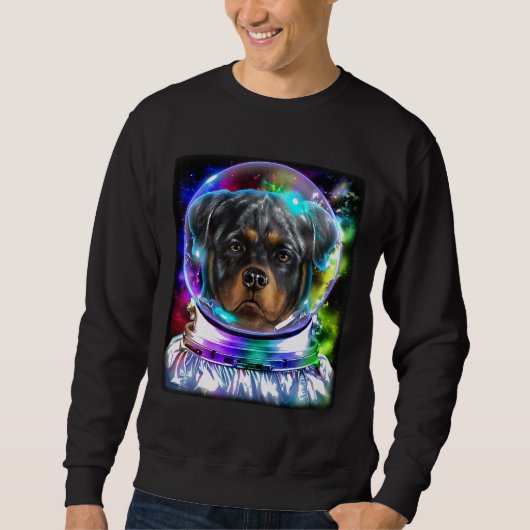 Sweatshirt Rottweiler Chien Comme Astronaut Explorant L'Espac (Devant)