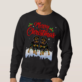 Sweatshirt Rottweiler Chien Feux de Noël Casquette amusant Pè