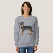 Sweatshirt Rottweiler noir et feu Chien de dessin animé migno (Devant entier)
