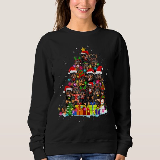 Sweatshirt Rottweiler Santa Hat Tree Noël Funny Pyjama D (Devant)