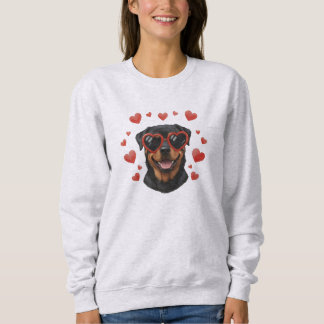 Sweatshirt Rottweiler Valentine Oil Painting Dog Portrait