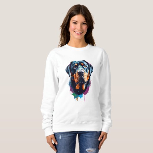 Sweatshirt Rottweiler Vibrant et coloré (Devant entier)