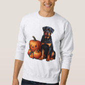Sweatshirt Rotweiler Chien assis par des Citrouilles d'Hallow (Devant)
