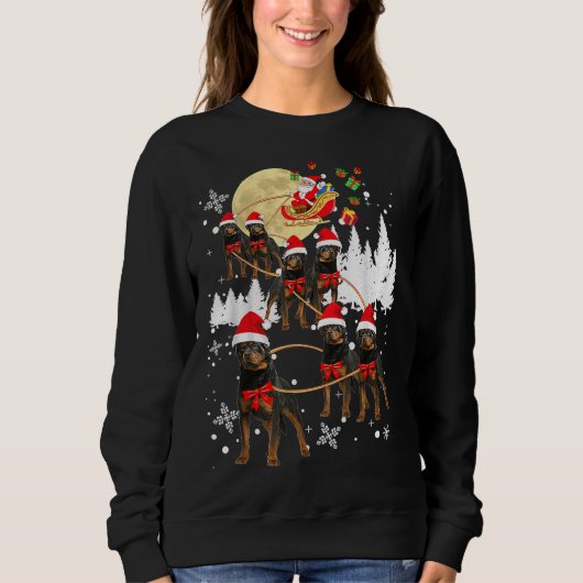 Sweatshirt Rotweiler Reindeer Christmas Moon Père Noël Chien (Devant)
