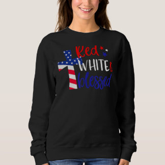 Sweatshirt Rouge Blanc Béni Américain Jésus Croix Chrétien 4