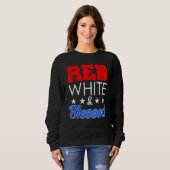 Sweatshirt Rouge Blanc Et Heureux Joyeux Jour De L'Indépendan (Devant entier)